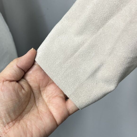 Soft Surroundings Beige Tan Faux Suede Open Drape Blazer Jacket Medium - Picture 7 of 10